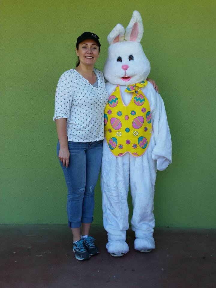 Easter Bunny Lisa with Rhonda at Angels of Grace